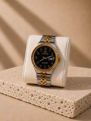 Montre Success Way – Cadran Noir & Bracelet Doré/Acier