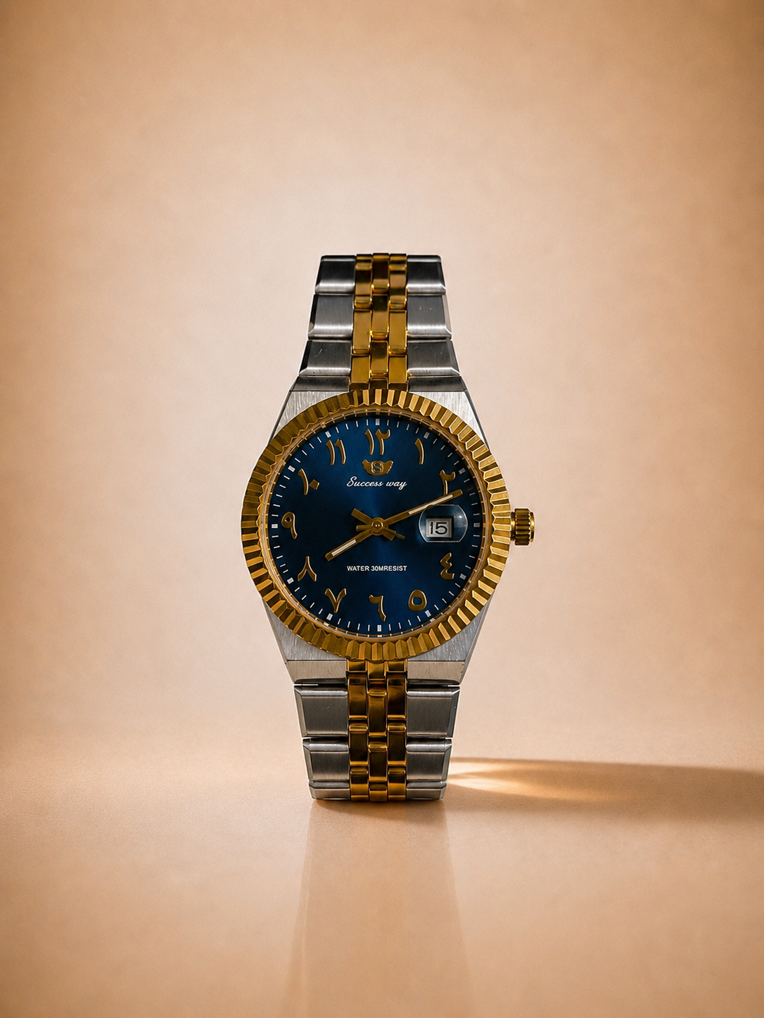 Montre Success Way Cadran Bleu Marine – Bracelet Doré & Acier