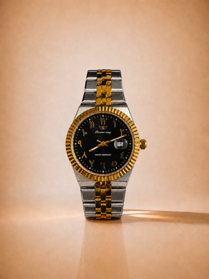 Montre Success Way – Cadran Noir & Bracelet Doré/Acier