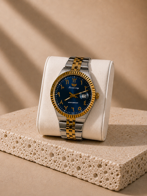 Montre Success Way Cadran Bleu Marine – Bracelet Doré & Acier